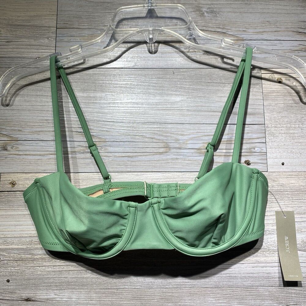 J Crew Balconette Underwire Bikini Top Size 36A Rustic Willow Green BX612 Beach - Picture 4 of 8